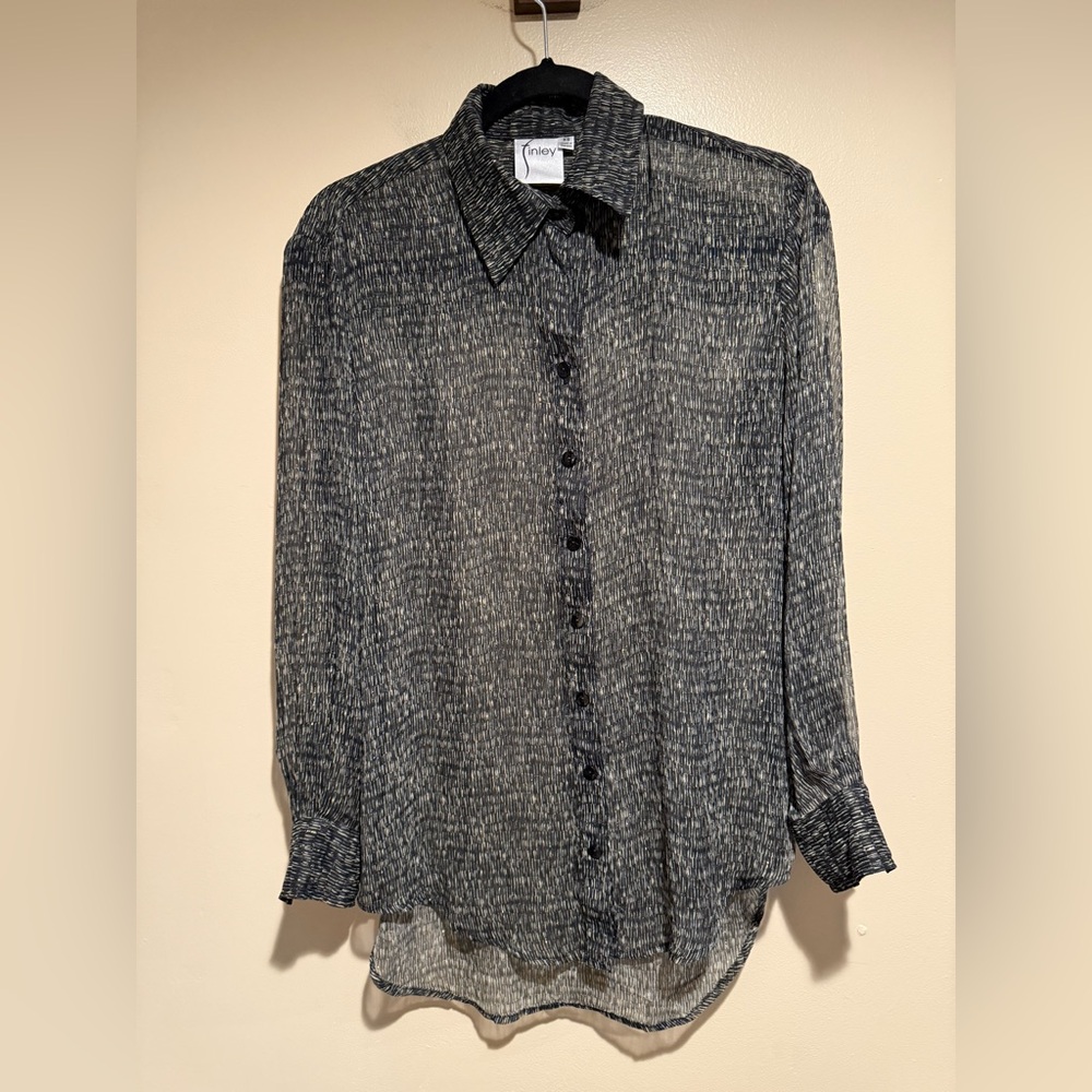 Finley Monica Pixel Chiffon top blouse women’s XS - Picture 3 of 10